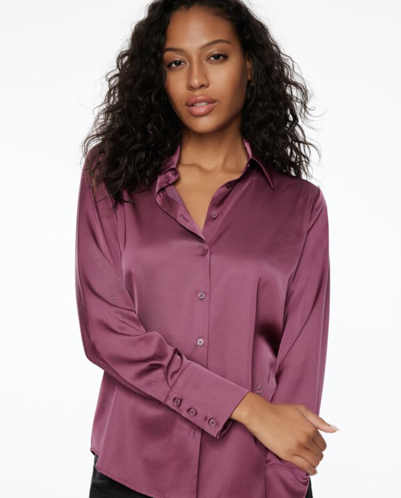 Dynamite chemise boutonnee en satin mauve prune Matisse Stylys